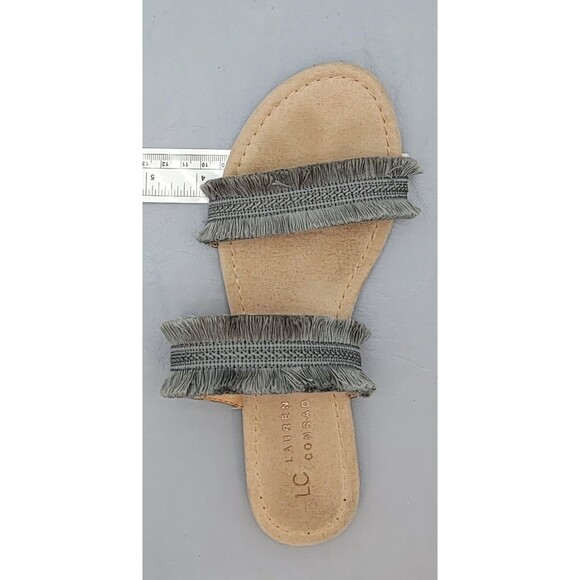 Lauren Conrad Women's Size 8-9 Medium Gray Two Strap Fringy Sandals - Picture 13 of 13